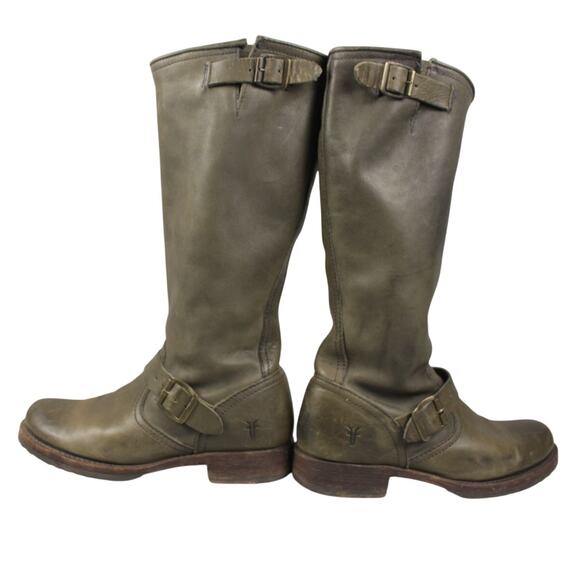 Frye Veronica Slouch Boots Sage Green Womens 8 Knee High Moto Buckle Y2K - Picture 5 of 12